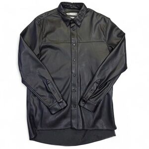 Zara Faux Leather Button Down Shirt, Size L